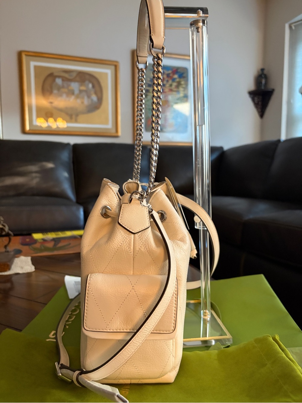 BRAND NEW - COMPLETE BOUTIQUE SET Sold-Out Tory Burch Charlie Bag - Light Cream - Picture 4 of 5
